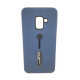 Capa Silicone Dura Kickstand Com Alça De Dedo Samsung Galaxy A8 2018 A530 Azul